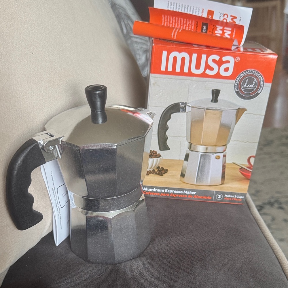 Silver Aluminum Stovetop Espresso Maker